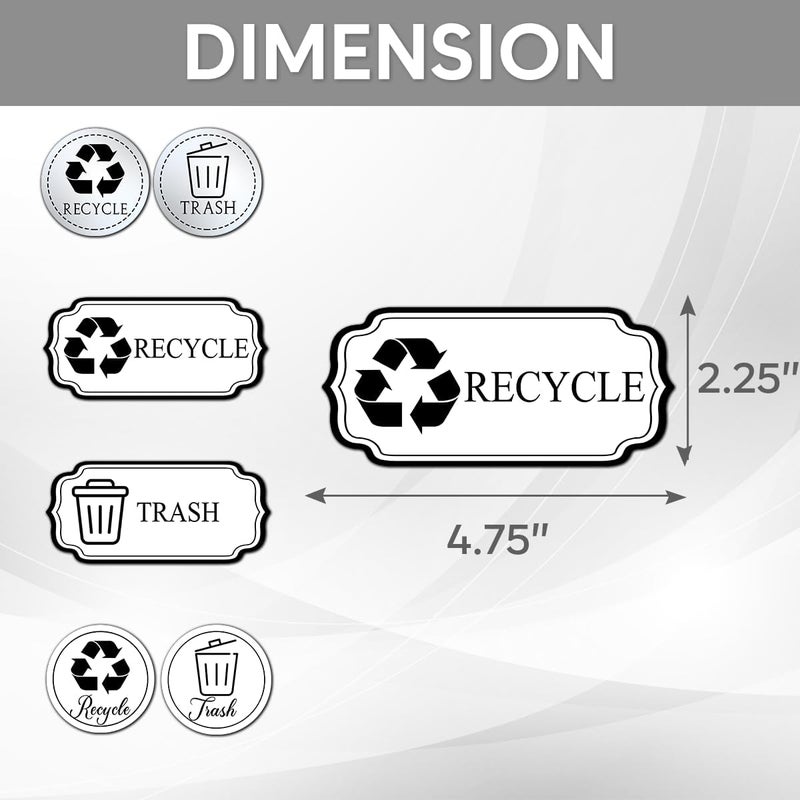 RABOWA Pack 6 Pcs Recycle and Trash Sticker for Trash Cans Recycling Bin Labels Garbage Bins Waste Signs Indoor Outdoor Home Offices Bumper Stickers Reusable Waterproof Vinyl Decals Set - Image 2